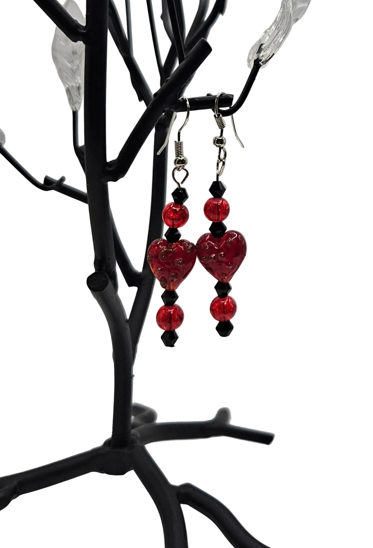 Red Glass beaded earrings