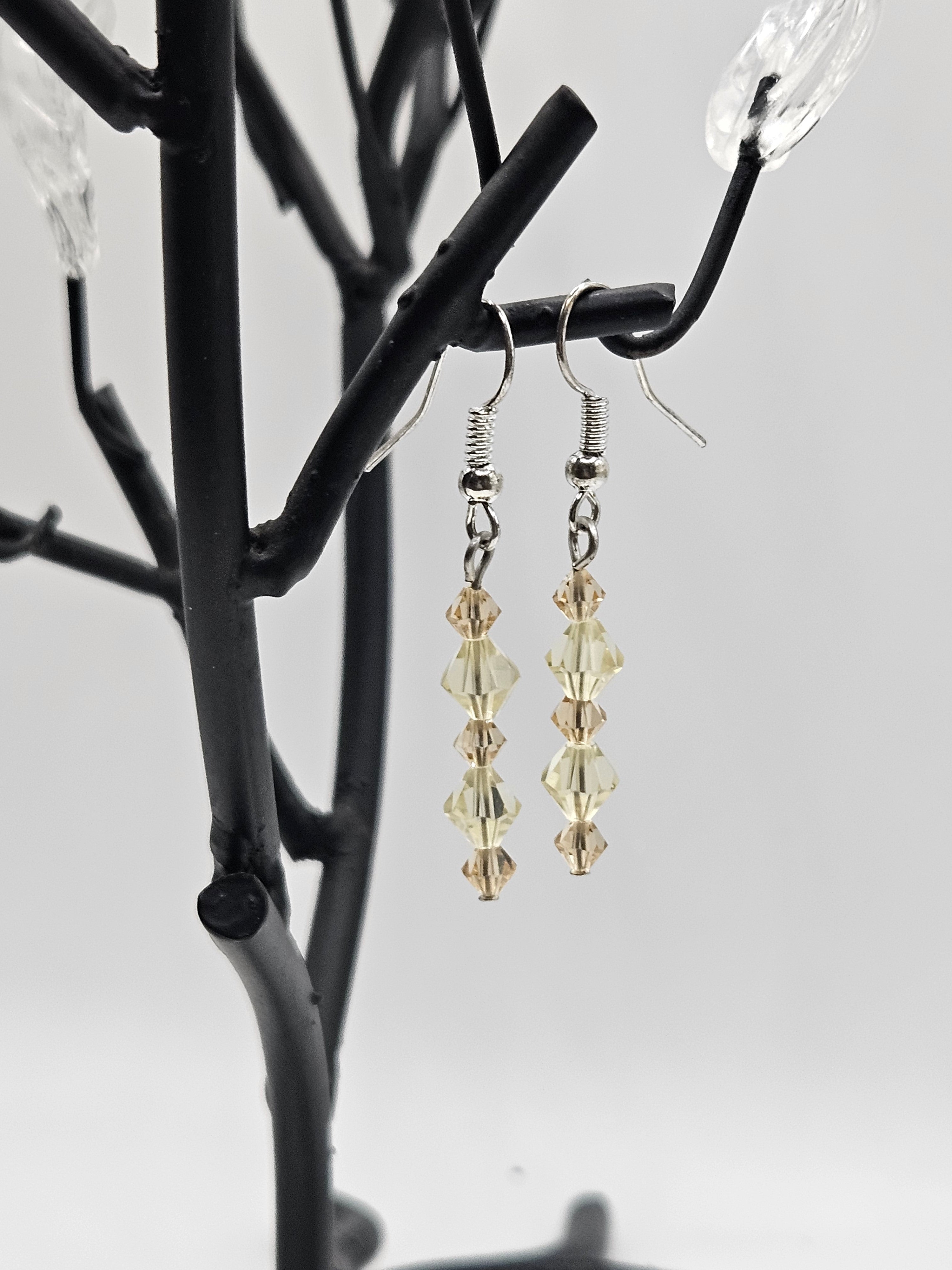 Pale yellow Glass beaded earrings