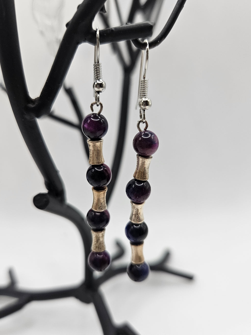 Vintage purple and silver dangle earrings
