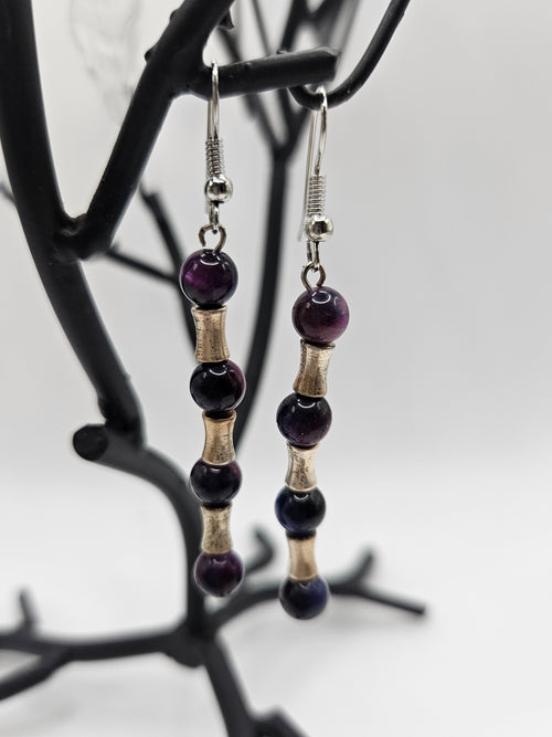 Vintage purple and silver dangle earrings
